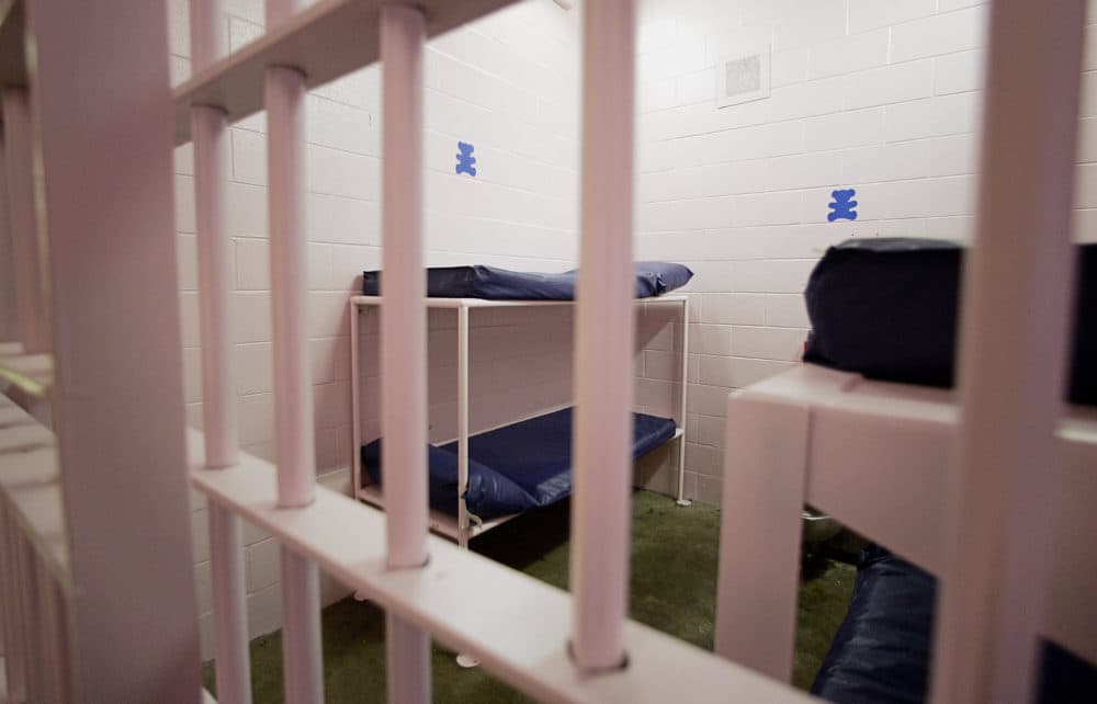 View of the holding cell in Dallas County jail in Buffalo, Missouri. (Jeff Haynes/AFP via Getty Images)