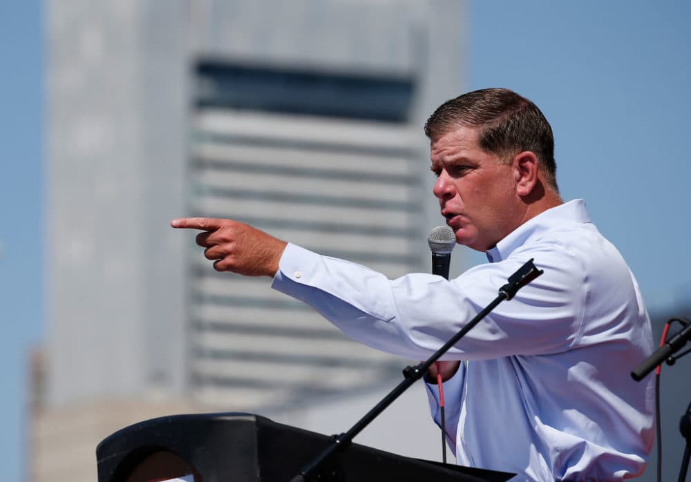 Boston Mayor Marty Walsh at a Labor Day event over the weekend. (Photo by Jessica Rinaldi/The Boston Globe via Getty Images)