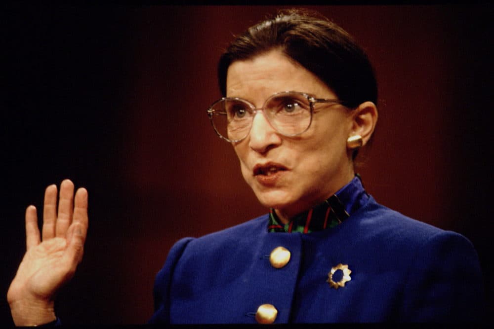 Supreme Court nominee Ruth Bader Ginsburg before the Senate Judiciary Committee on Tuesday, July 20, 1993 on Capitol Hill in Washington. (Photo by Jeffrey Markowitz/Sygma via Getty Images)