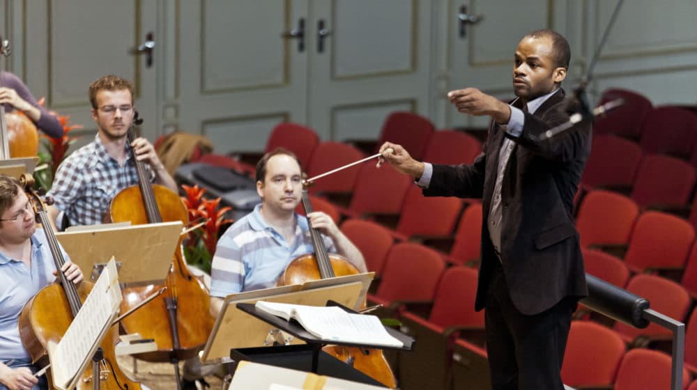Conductor Brandon Keith Brown at work. (Courtesy)
