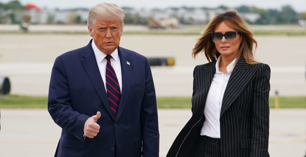 President Trump and first lady Melania Trump step off Air Force One upon arrival at Cleveland Hopkins International Airport in Cleveland, Ohio on Sept. 29, 2020. (Mandel Ngan/AFP via Getty Images)
