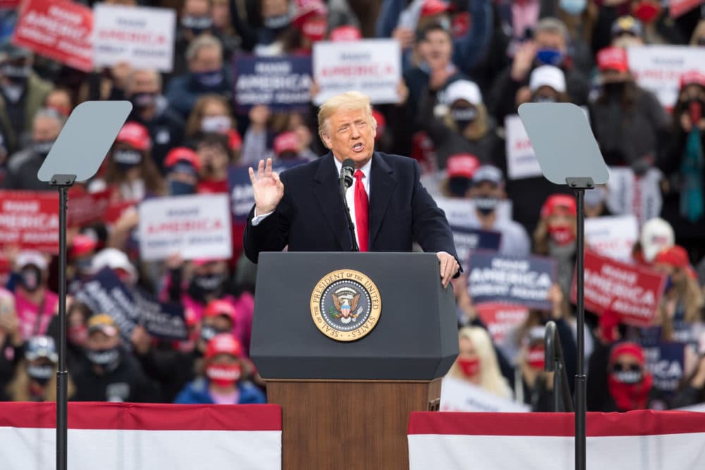 President Donald Trump speaks during a campaign rally on Oct. 25, 2020 in Londonderry, New Hampshire. President Trump continues to campaign ahead of the Nov. 3 presidential election. (Scott Eisen/Getty Images)