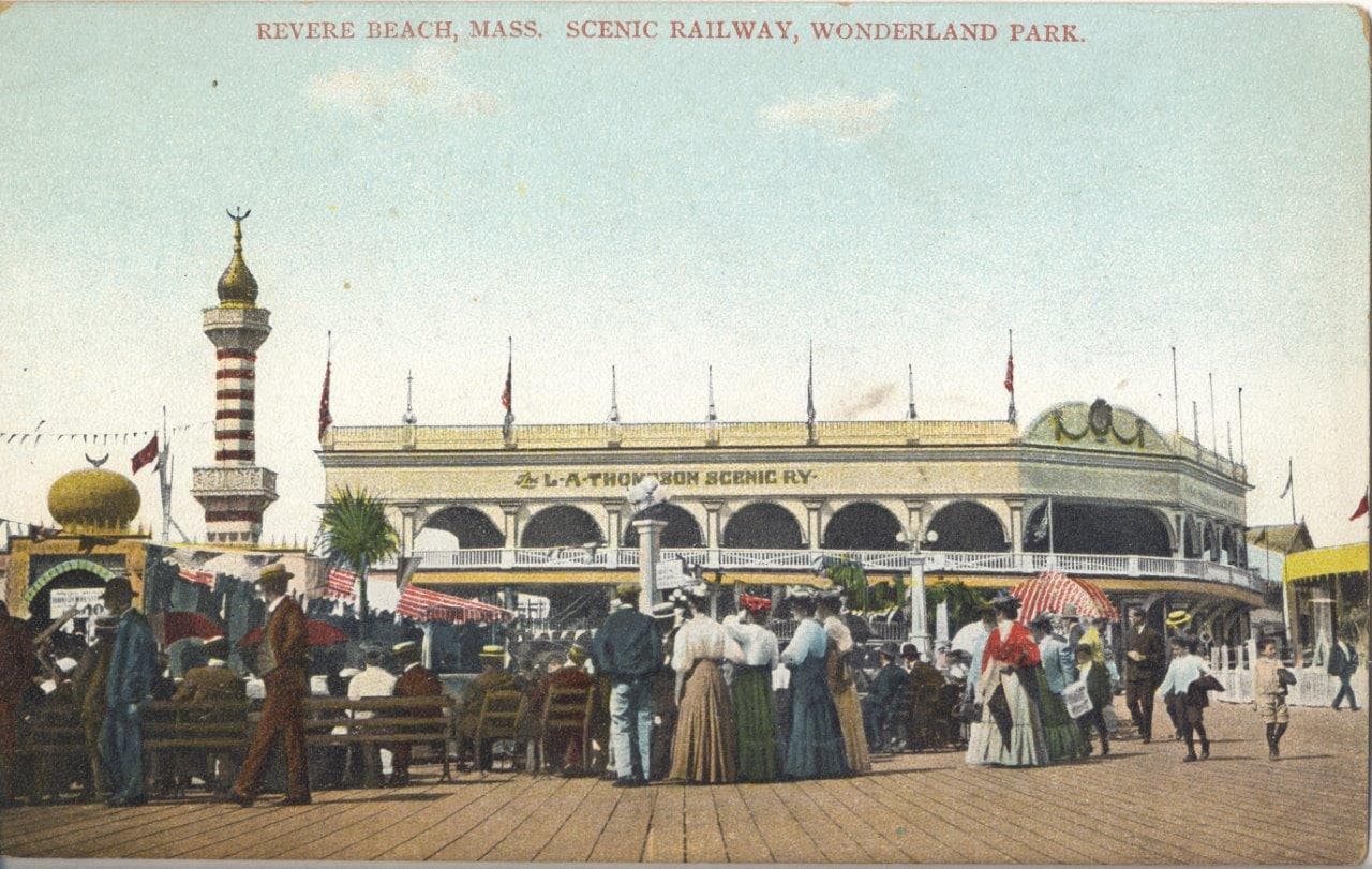 A postcard depicting the Scenic Railway attraction at Wonderland Park. (Courtesy Stephen R. Wilk)