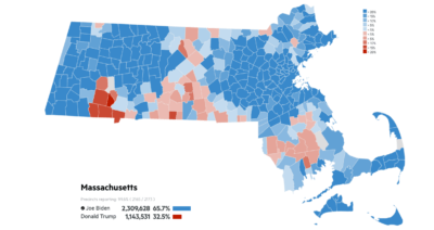 Screenshot of Massachusetts election results on Nov. 5, 2020 at 11:30 a.m.