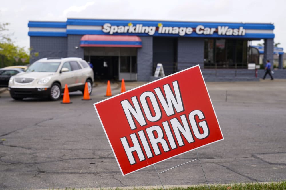In this Sept. 2, 2020, file photo, a help wanted sign is displayed at car wash in Indianapolis. (Michael Conroy/AP File)