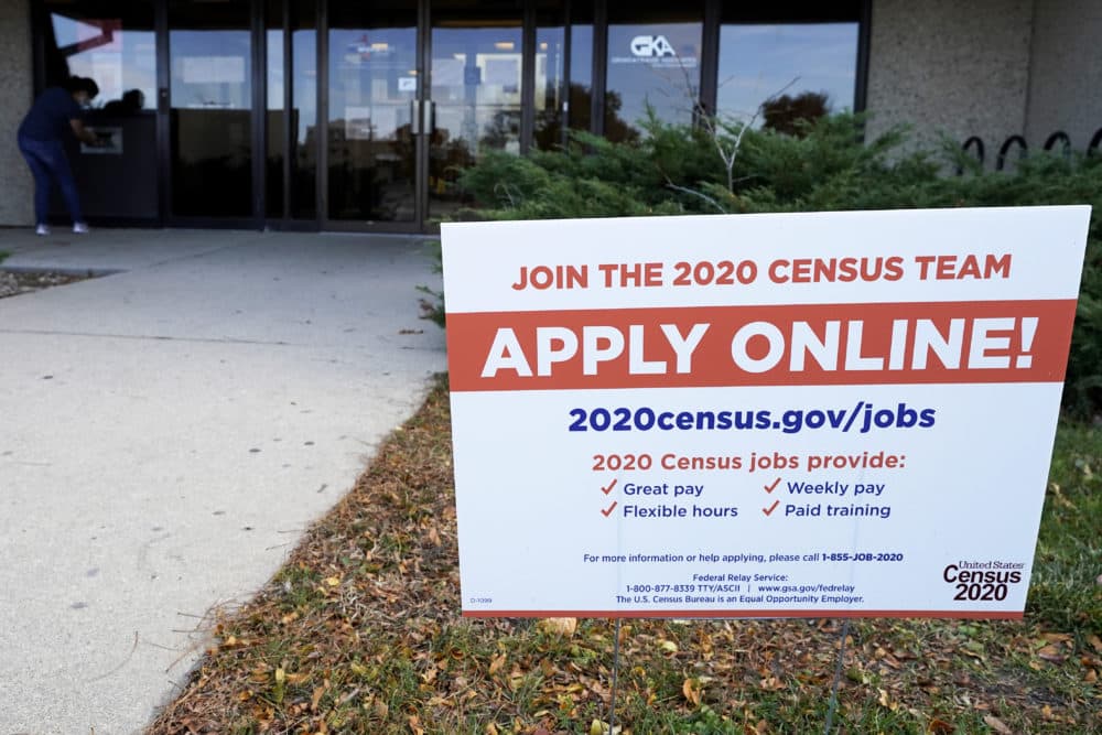 A sign is seen outside of IDES (Illinois Department of Employment Security) WorkNet center in Arlington Heights, Ill., Thursday, Nov. 5, 2020. (Nam Y. Huh/AP)