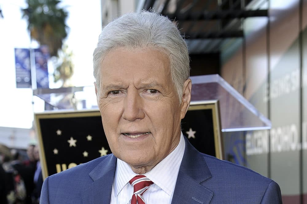 Alex Trebek, host of &quot;Jeopardy!&quot; attends a ceremony honoring the show's executive producer Harry Friedman with a star on the Hollywood Walk of Fame in Los Angeles, in this Friday, Nov. 1, 2019, file photo. “Jeopardy!” host Alex Trebek died Sunday , Nov. 8, 2020, after battling pancreatic cancer for nearly two years. Trebek died at home with family and friends surrounding him, “Jeopardy!” studio Sony said in a statement. Trebek presided over the beloved quiz show for more than 30 years. (Richard Shotwell/Invision/AP)