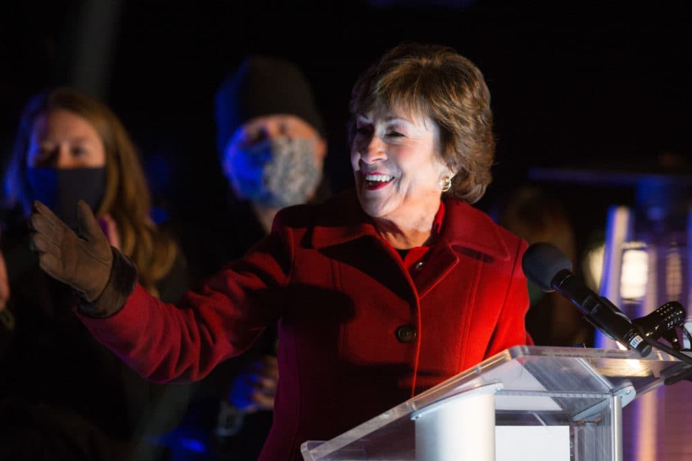 Republican Sen. Susan Collins delivers election night remarks to supporters and staff on Nov. 3, 2020 in Bangor, Maine. (Scott Eisen/Getty Images)