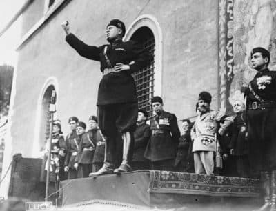 Italian fascist dictator Benito Mussolini (1883 - 1945) giving a speech. (Fox Photos/Getty Images)