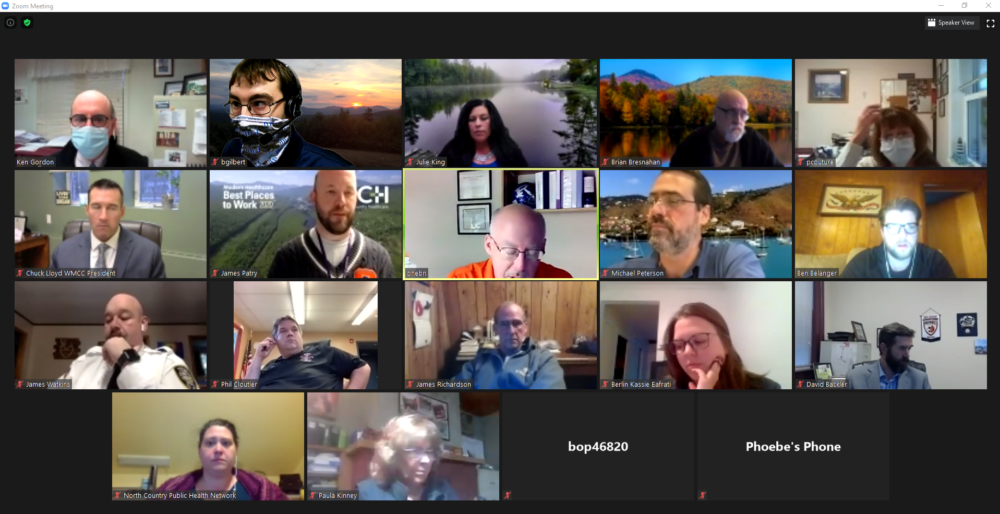 Community, health, and business leaders in the Androscoggin Valley meet daily via Zoom to coordinate COVID-19 response. Credit Courtesy of Ken Gordon