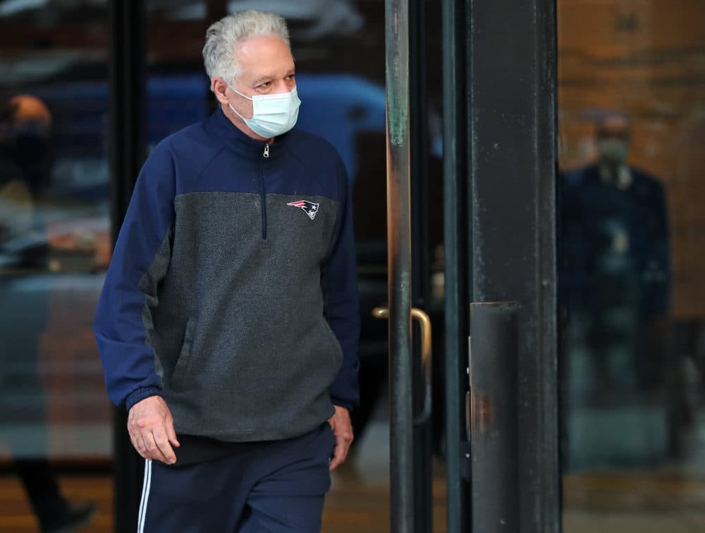 Former Harvard University fencing coach Peter Brand leaves the Moakley Federal Courthouse in Boston after being arraigned and freed on bail on Nov. 16. (Jim Davis/The Boston Globe via Getty Images)
