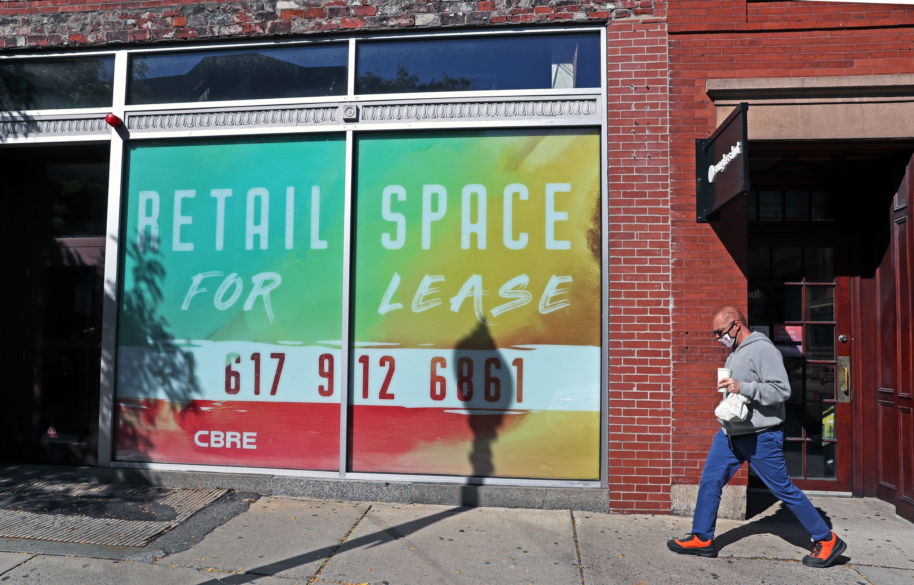 Retail space still for lease in Boston, pictured on Oct. 8, 2020. (David L. Ryan/The Boston Globe via Getty Images)