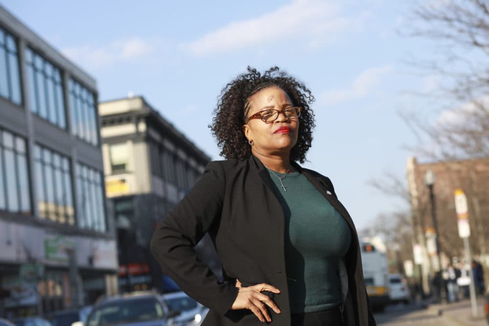 Boston City Councillor Kim Janey in Dudley Square on Wednesday, March 20, 2019 in Boston, Massachusetts. (Nicolaus Czarnecki/MediaNews Group/Boston Herald/Getty Images)