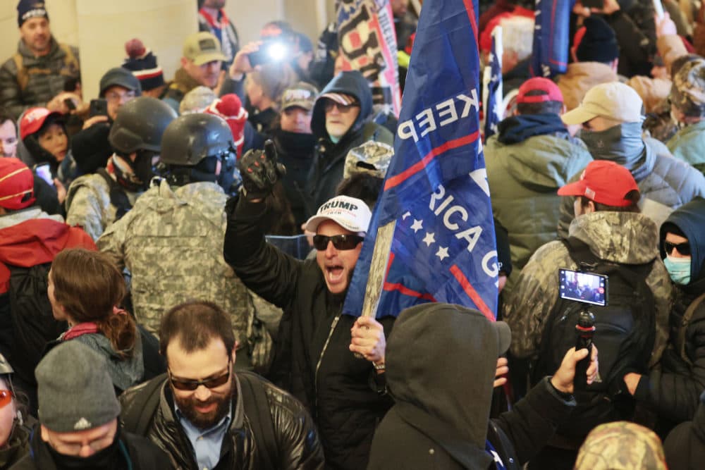 Trump supporters congregate after breaking into the U.S. Capitol Building. (Win McNamee/Getty Images)