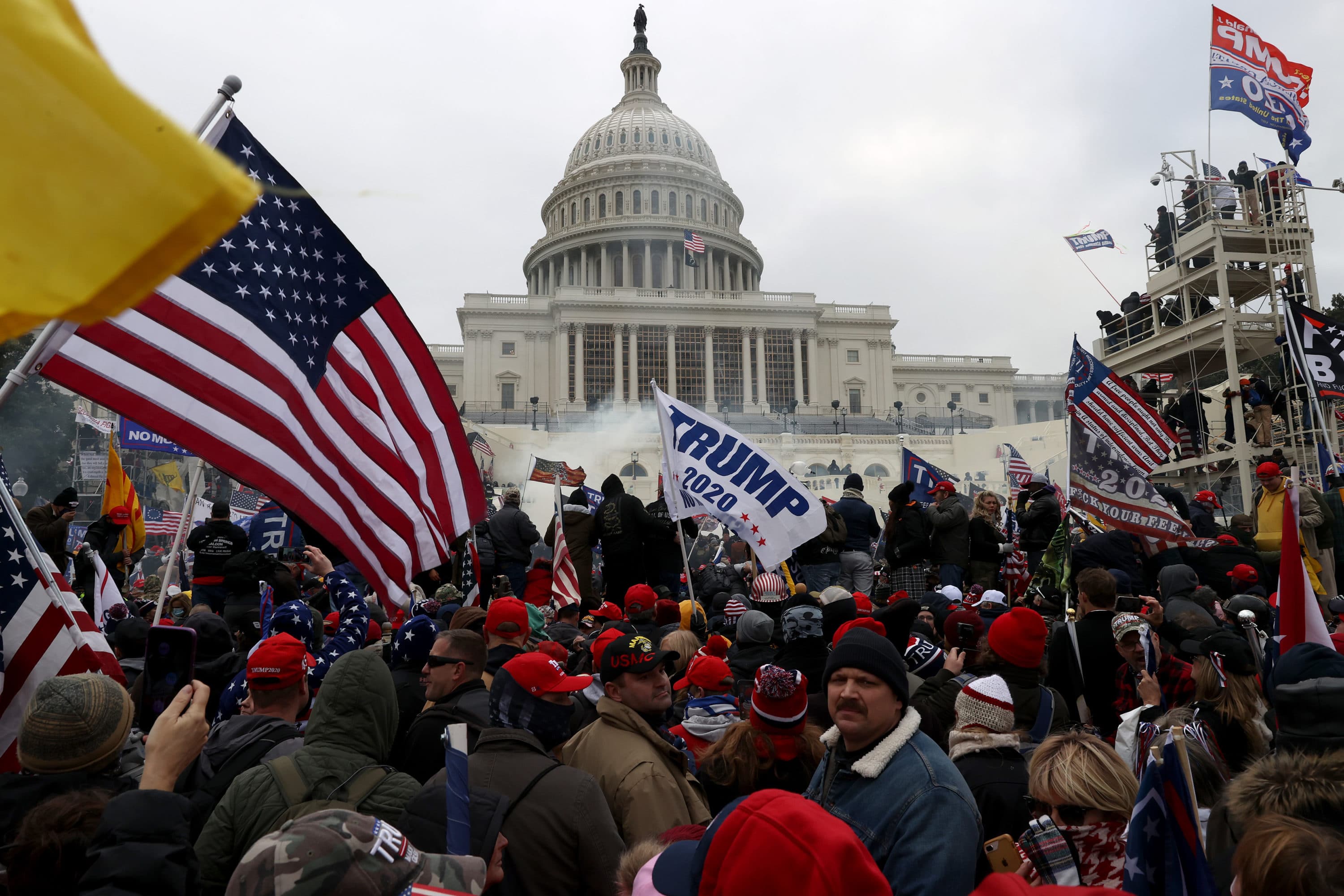 Far-right Trump supporters gather outside the U.S. Capitol Building on January 06, 2021 in Washington, DC. (Tasos Katopodis/Getty Images)
