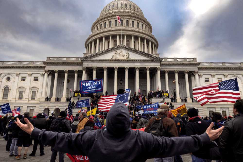 Supporters of former President Donald Trump protest outside the US Capitol on January 6, 2021, in Washington, DC. (Alex Edelman/AFP via Getty Images)