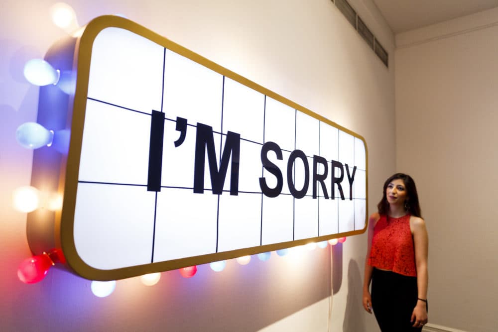 &quot;I'm Sorry&quot; by the Iraqi artist Adel Abidin is unveiled as part of Sotheby's Middle Eastern Art Week on April 15, 2016 in London, England. (Tristan Fewings/Getty Images for Sotheby's)