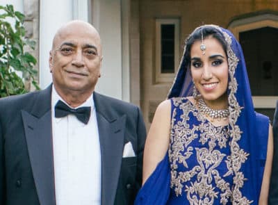 Salman Wasti and his daughter Noreen Wasti, pictured at Noreen's wedding in Bristol, Rhode Island, in Sept. 2013. (Courtesy)