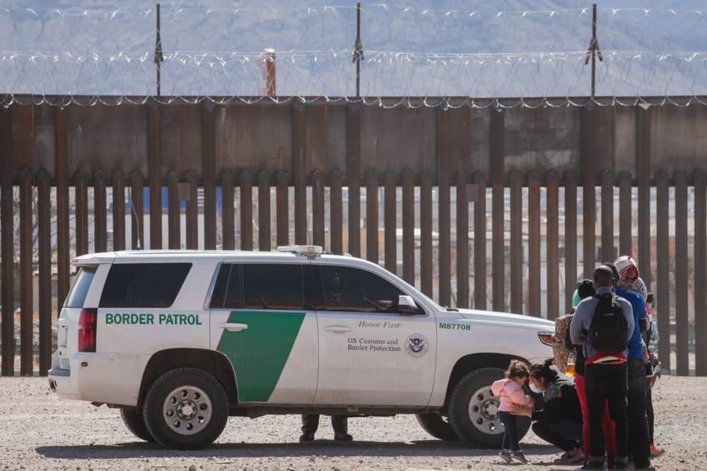 Border Patrol agents apprehend a group of migrants near downtown El Paso, Texas following the congressional border delegation visit on March 15. President Joe Biden faced mounting pressure Monday from Republicans over his handling of a surge in migrants -- including thousands of unaccompanied children -- arriving at the US-Mexican border. Republican Congressman Kevin McCarthy of California, who leads his party in the House of Representatives, told reporters last week the &quot;crisis at the border is spiraling out of control.&quot; (JUSTIN HAMEL/AFP via Getty Images)