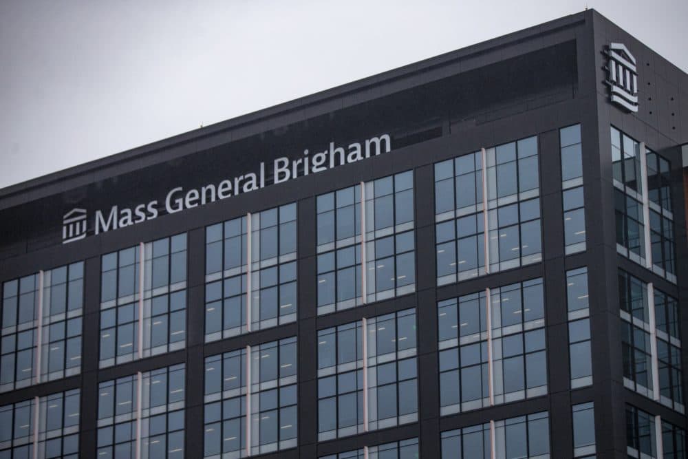 Mass General Brigham offices in Somerville. (Jesse Costa/WBUR)