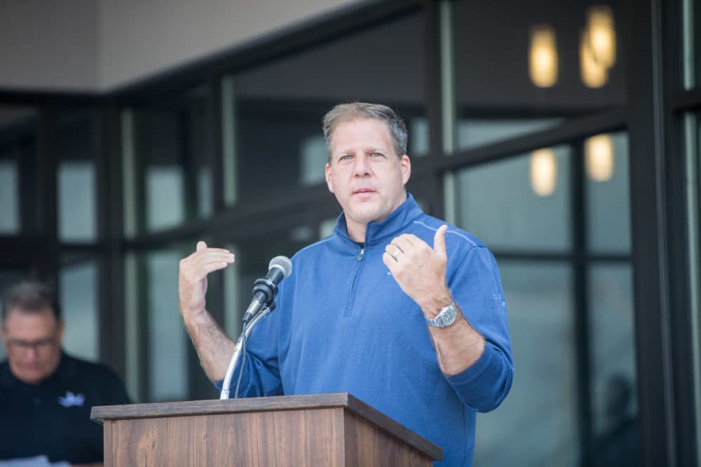 New Hampshire Gov. Christopher Sununu during a press conference on Sept. 2, 2020 in Manchester, New Hampshire. (Scott Eisen/Getty Images for DraftKings)
