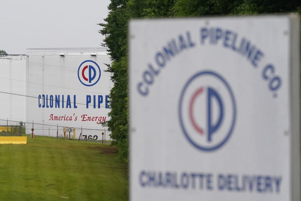 The entrance of Colonial Pipeline Company is shown Wednesday, May 12, 2021, in Charlotte, N.C.(AP Photo/Chris Carlson)