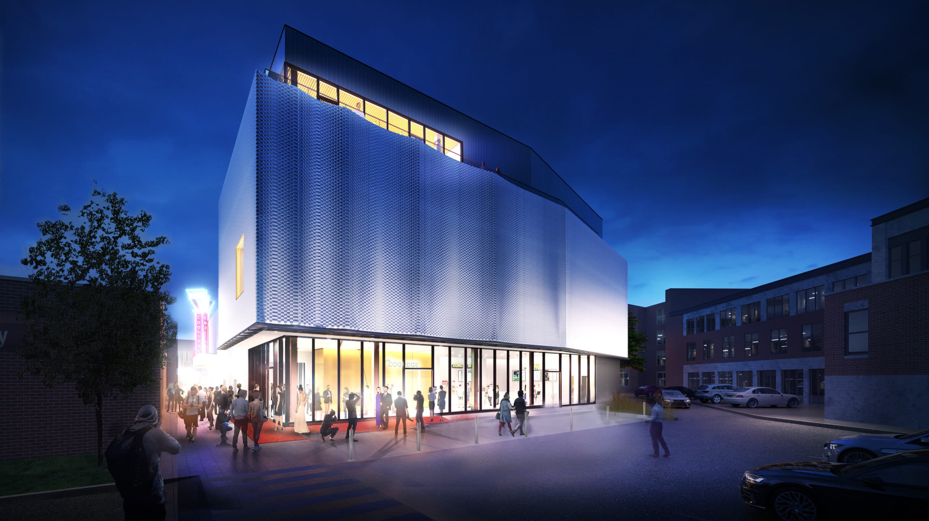 A rendering of the new Centre Street entrance at the Coolidge Corner Theatre. (Courtesy Höweler + Yoon Architecture, LLP)