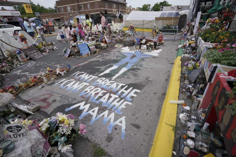 A general view shows the site where George Floyd was killed by then Minneapolis Police officer Derek Chauvin taken on June 24, 2021 in Minneapolis. Chauvin is scheduled to be sentenced Friday. (Julio Cortez/AP)