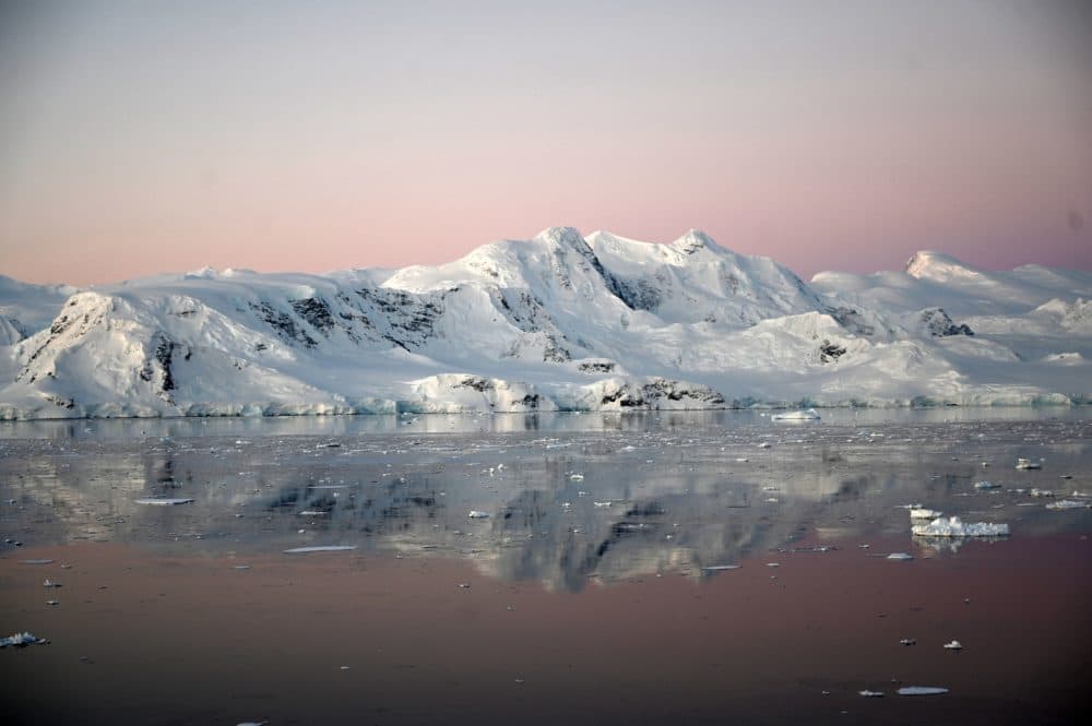 View of a glacier at sunset at Chiriguano Bay in South Shetland Islands, Antarctica on Nov. 07, 2019. (Johan Ordonez/AFP via Getty Images)