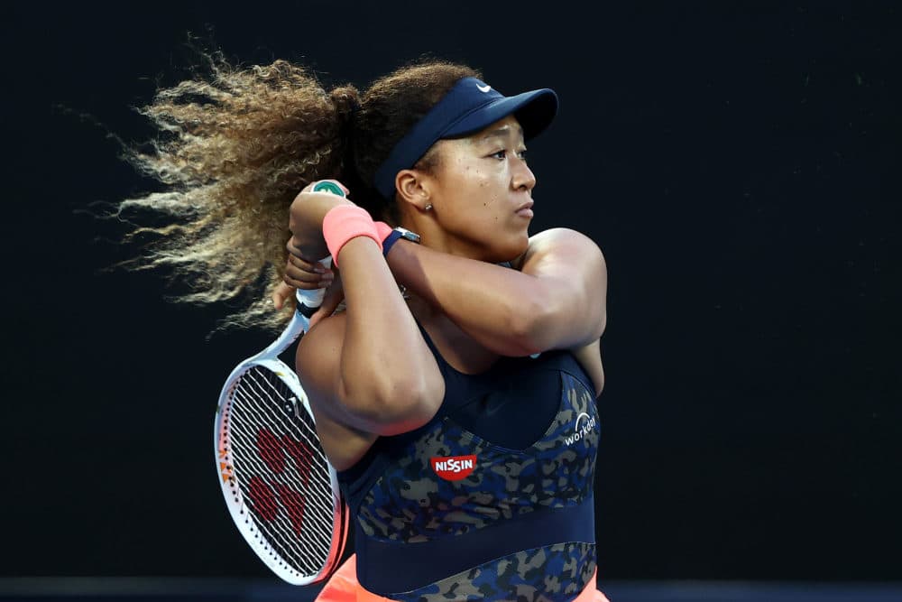 Naomi Osaka playing at the Australian Open at Melbourne Park on Feb. 20, 2021 in Melbourne, Australia. (Matt King/Getty Images)