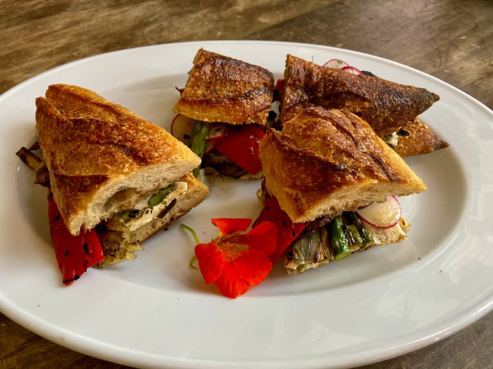 Grilled vegetable and mozzarella sandwiches (Kathy Gunst)