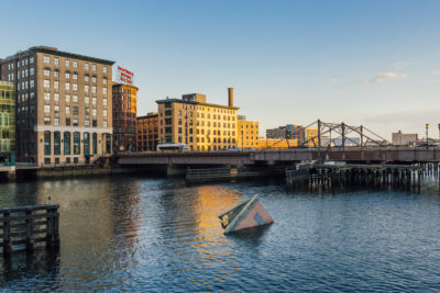Zy Baer's &quot;Polarity&quot; installation imagines how the Fort Point and Seaport neighborhoods could look if nothing is done to reverse the effects of climate change. (Courtesy Fort Point Arts Commission)