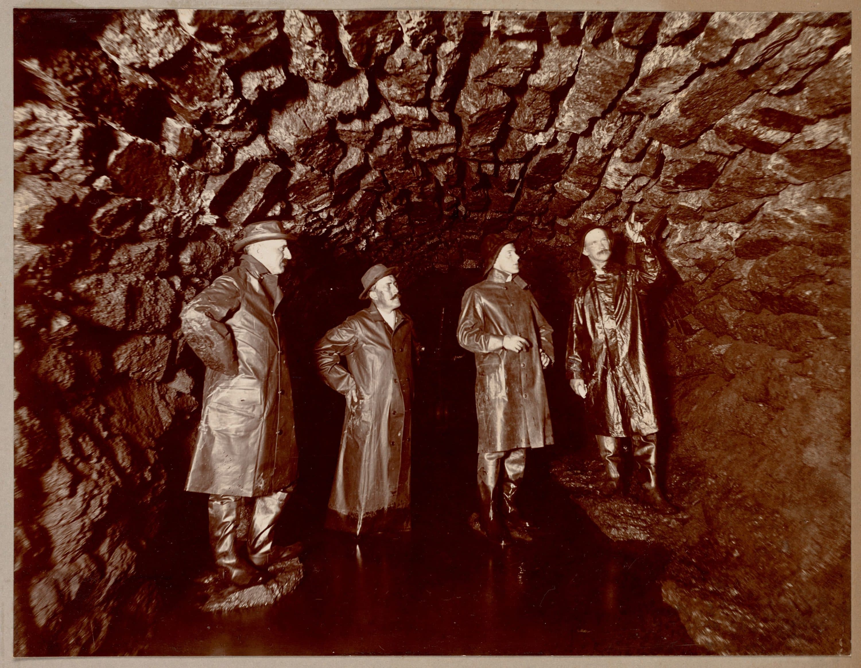 In a photo from the 1880s, men inspect sewer construction in Boston. (Courtesy Boston Public Library)