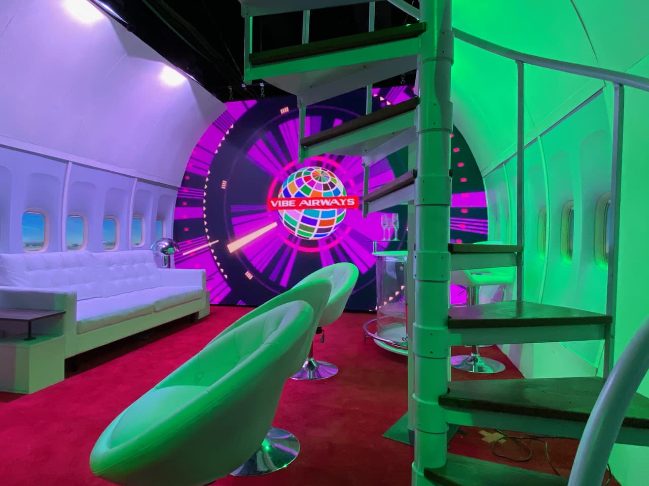 &quot;Vibe Airways,&quot; one of 13 themed rooms in the art installation &quot;Go Pixel Yourself.&quot; (Courtesy John Carter)