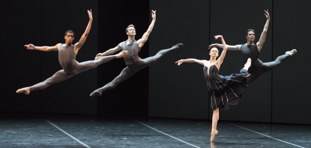 Dusty Button (front) performs with the Boston Ballet in 2016. (Courtesy of Gene Schiavone/Boston Ballet)