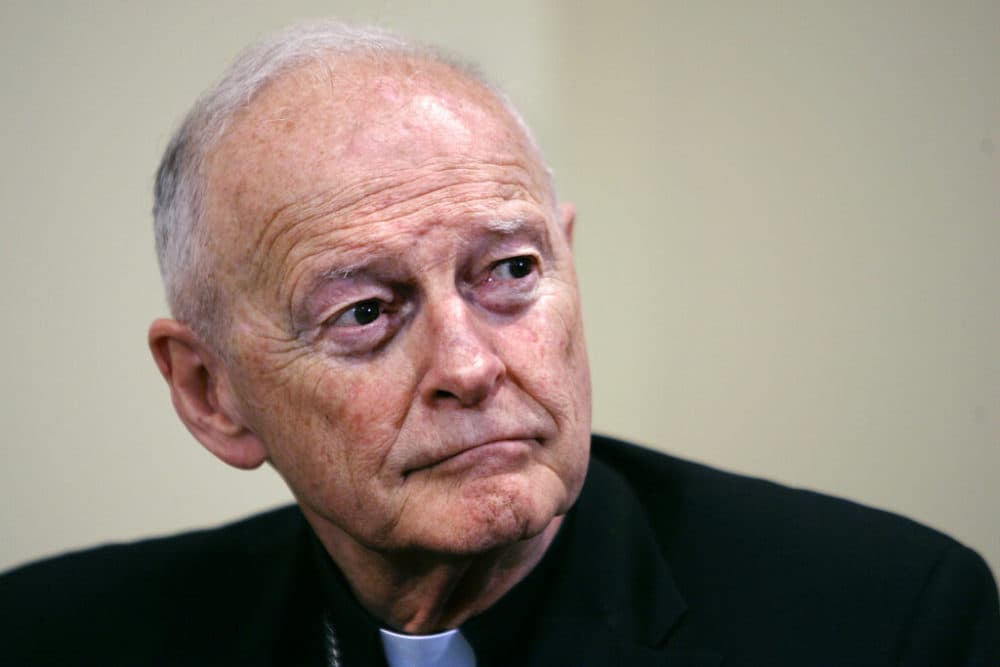 In this May 16, 2006 file photo, former Washington Archbishop, Cardinal Theodore McCarrick pauses during a press conference in Washington. (J. Scott Applewhite/AP)