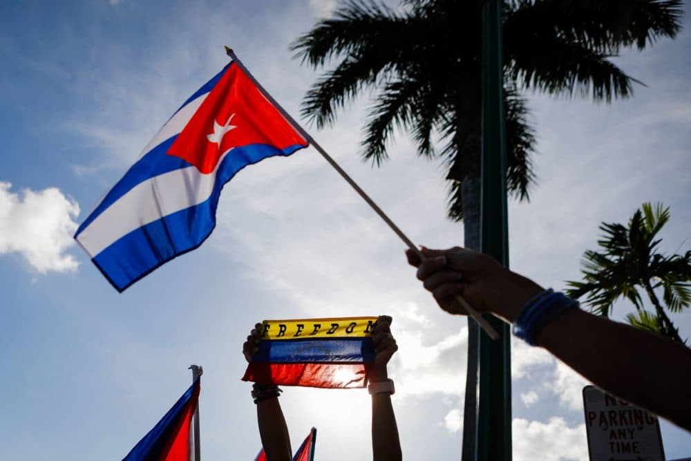 A Cuban flag is seen during a recent protest showing support for Cubans demonstrating against their government. (Eva Marie Uzcategui/AFP via Getty Images)