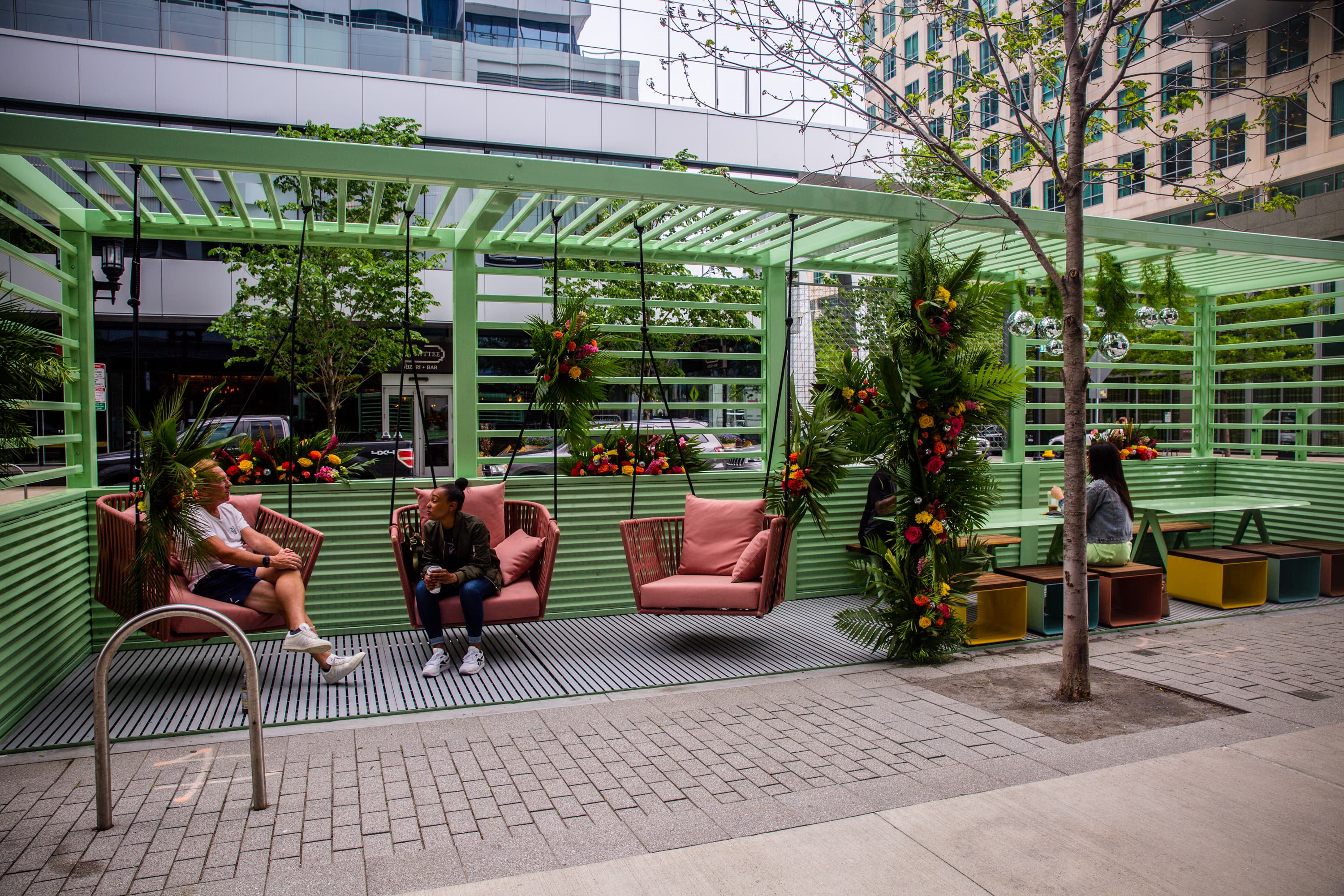 WS Development has installed several &quot;parklets&quot; on its properties in the Seaport. (Boston Seaport by WS Development)