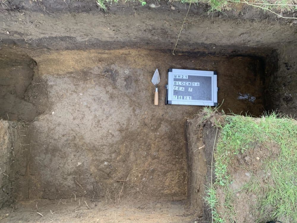 The floor of a Mohican house from the 1600s or even older. It was found during an archaeological dig in Stockbridge, Massachusetts. (Trevor Totman / Courtesy Stockbridge-Munsee Band Of Mohican Indians)
