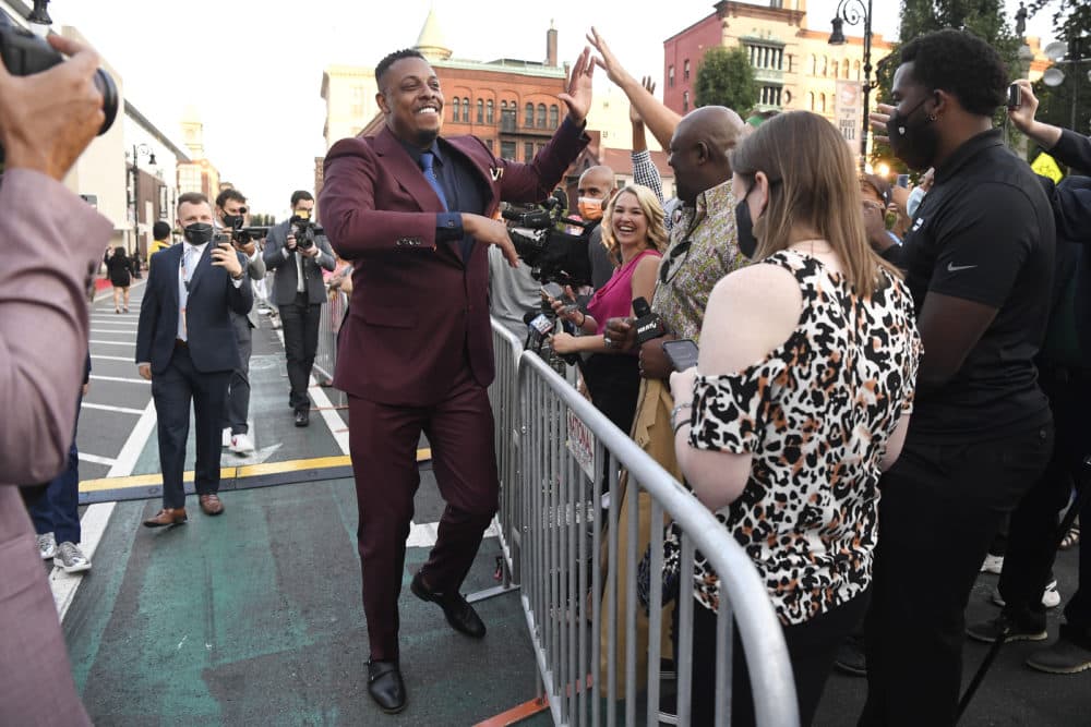 Paul Pierce meets fans as he arrives for the 2021 Basketball Hall of Fame Enshrinement ceremony on Saturday in Springfield, Massachusetts. (Jessica Hill/AP)