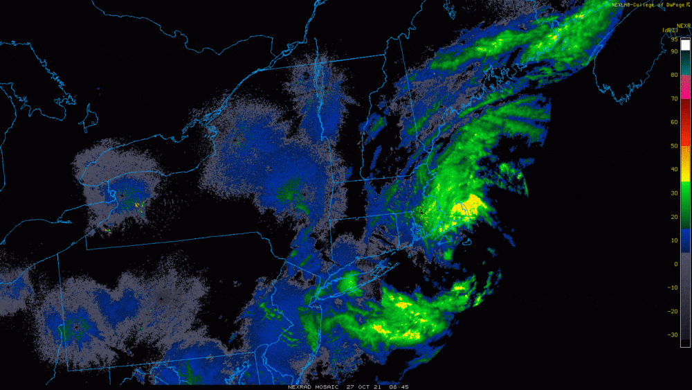 Rain continues to pivot in from the ocean Wednesday morning as the storm moves south of New England. (Courtesy COD Weather)