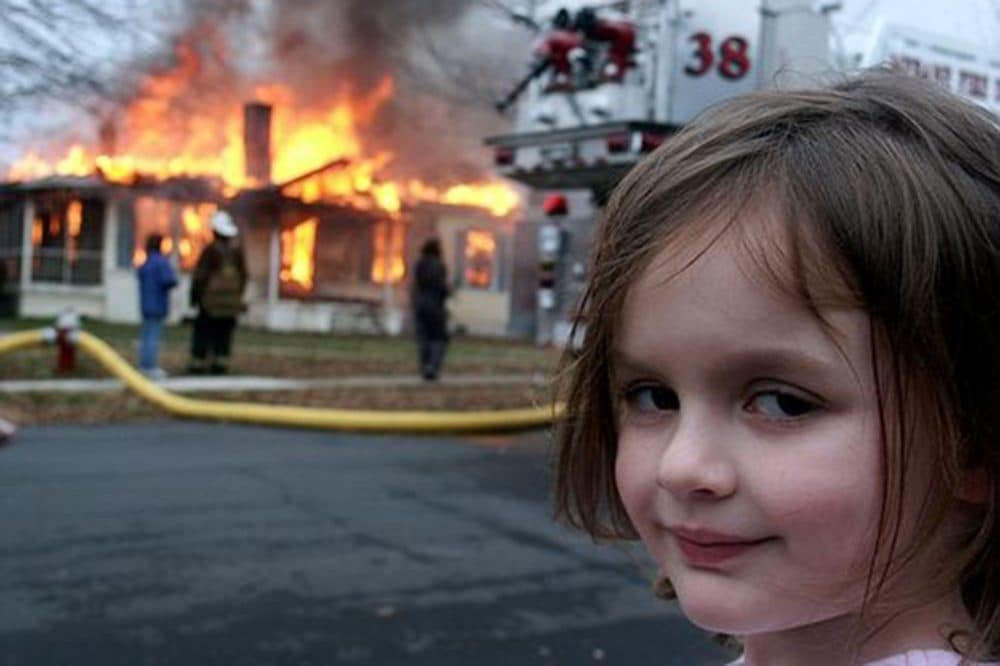 Four year old Zoë Roth in the original photo that became known as &quot;Disaster Girl&quot; (Courtesy Dave and Zoë Roth).
