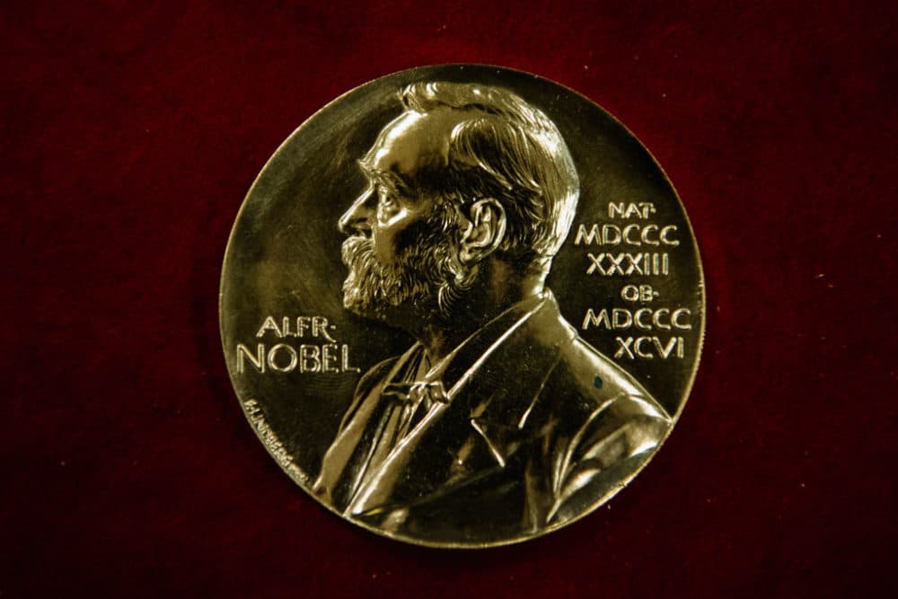 A Nobel Prize medal is pictured during the production process on Oct. 29, 2019 in Eskilstuna, Sweden. (Jonathan Nackstrand/ Getty Images)