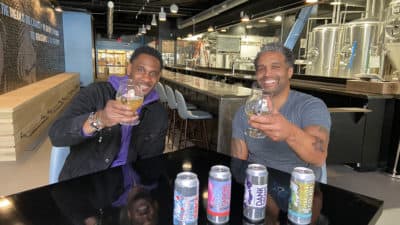 Collin Knight interviews White Lion Brewing co-owner Ray Berry. (Courtesy Massachusetts Brewers Guild)