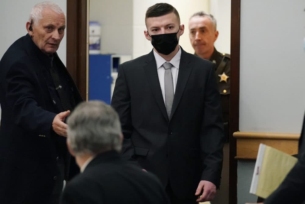 Volodymyr Zhukovskyy arrives for his pretrial hearing at the Coos County Superior Court, Nov. 9, 2021, in Lancaster, N.H. Zhukovskyy, 25, of West Springfield, Massachusetts, is scheduled to face trial on Nov. 29 on multiple counts of negligent homicide, manslaughter, driving under the influence and reckless conduct stemming from the crash that killed seven motorcyclists that happened in Randolph on June 21, 2019. He pleaded not guilty. (Charles Krupa/AP Pool)