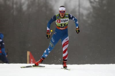 Waltham's Julia Kern, pictured at a World Cup sprint event in Slovenia in 2019, hopes to make the U.S. Olympic team. (Darko Bandic/AP)