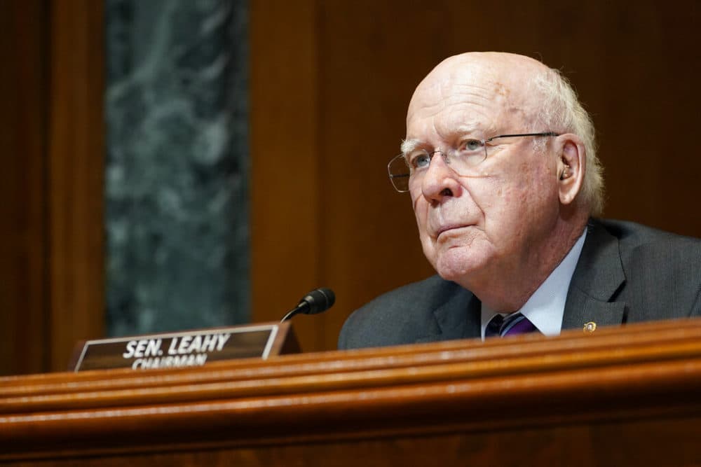 FILE - Sen. Patrick Leahy, D-Vt., attends a Senate Appropriations Subcommittee on Commerce, Justice, Science, and Related Agencies hearing with Attorney General Merrick Garland, on Capitol Hill in Washington, on June 9, 2021.  Leahy is set to make an announcement about his political future on Monday.  The 81-year-old senator planned a news conference at the Vermont State House before returning to Washington. (AP Photo/Susan Walsh, Pool, File)