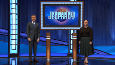 The author at her &quot;Jeopardy!&quot; taping in October 2021. (Courtesy Sony Pictures/CBS Television Distribution and Andrea Asuaje)