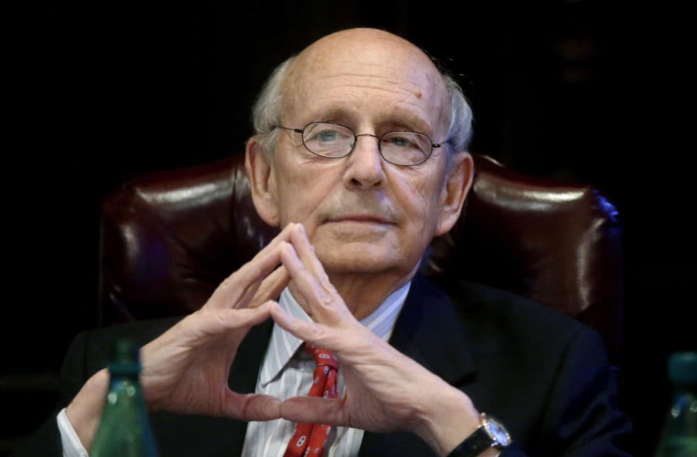 Supreme Court Associate Justice Stephen Breyer listens during a forum at the French Cultural Center in Boston, Feb. 13, 2017. (Steven Senne/AP)