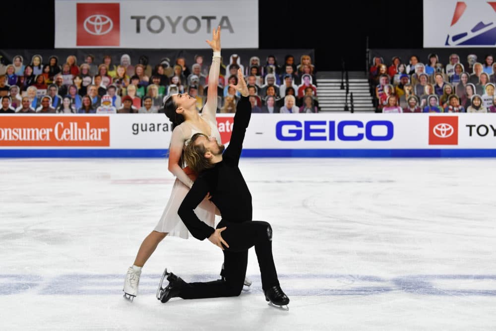 Jean-Luc Baker and Kaitlin Hawayek perform at the 2021 Toyota U.S. Figure Skating Championships. (Courtesy)